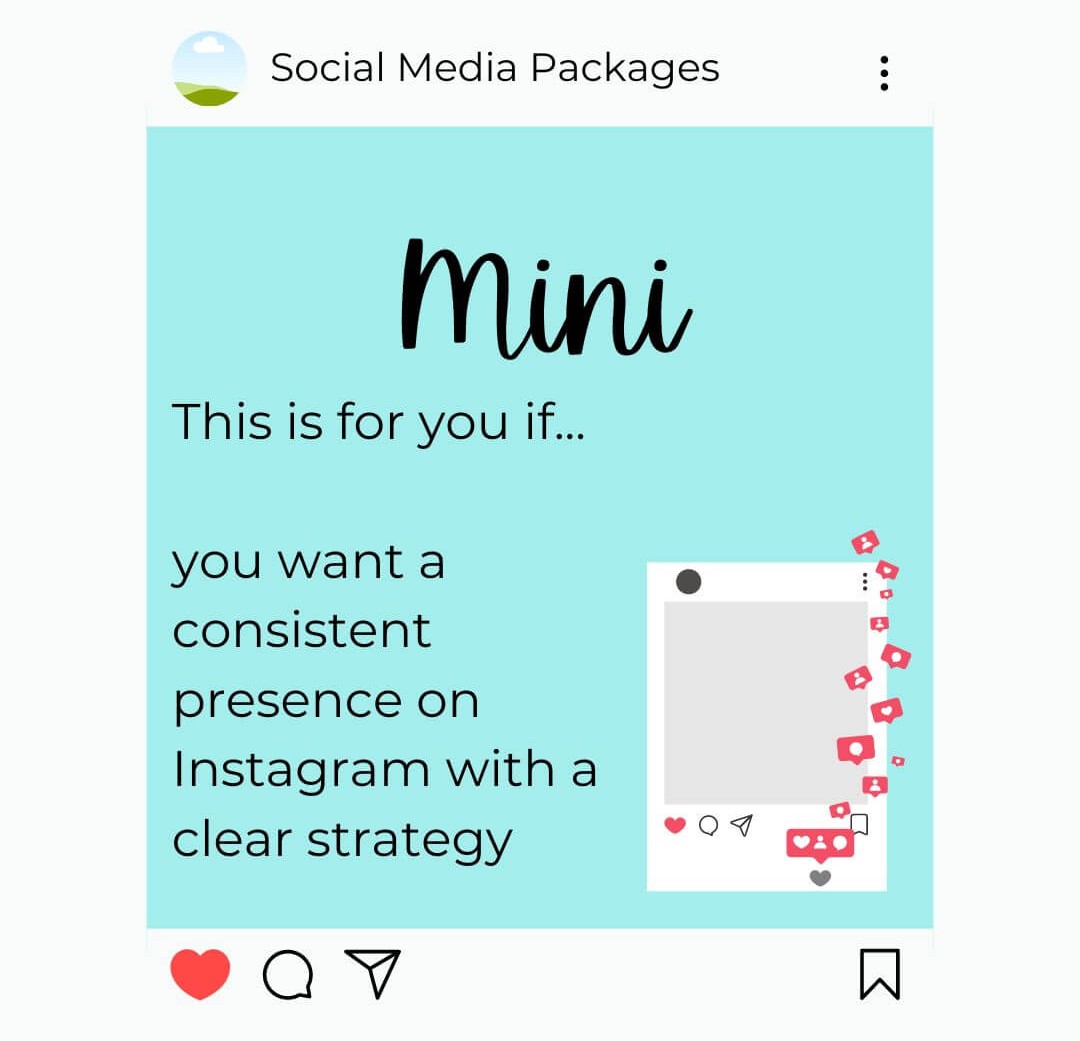 Graphic with Mini and text about this social media package.