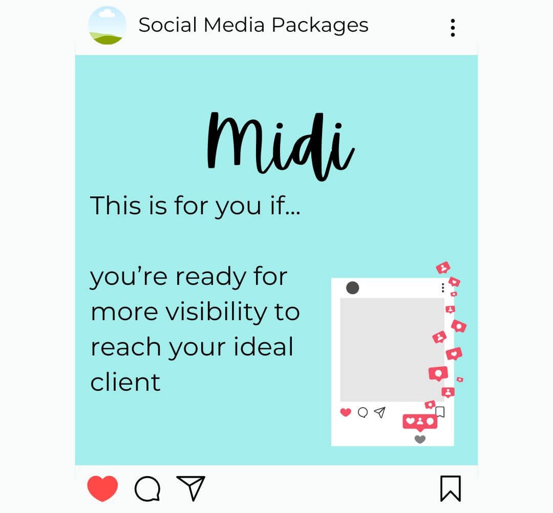 Graphic with Midi and text about this social media package.