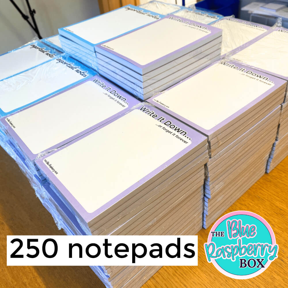 250 notepads for corporate gift box