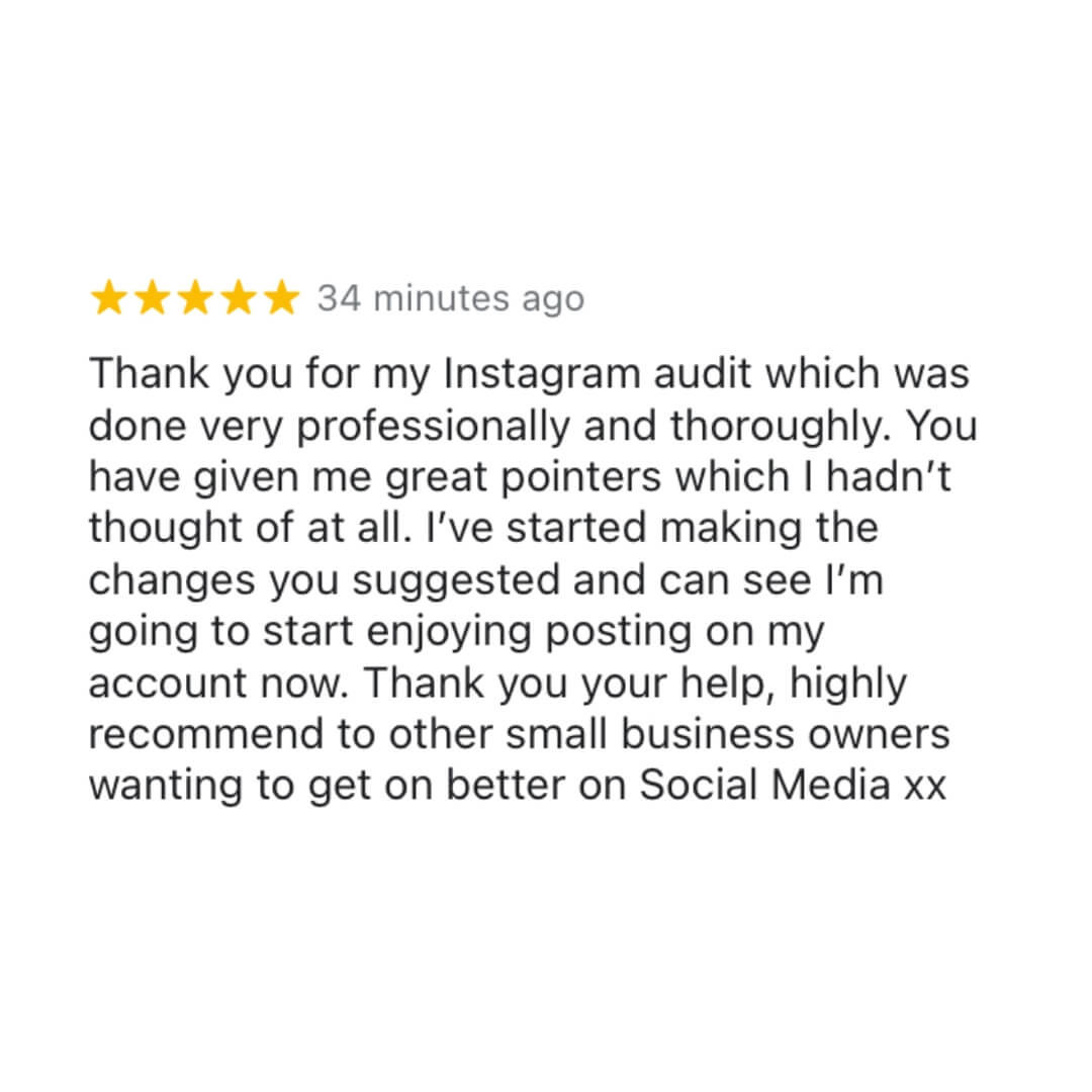 Screenshot from customer about an Instagram audit