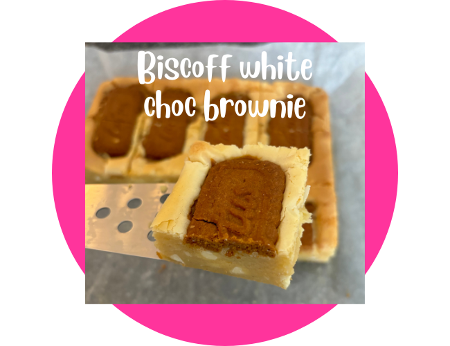 Biscoff white choc brownie